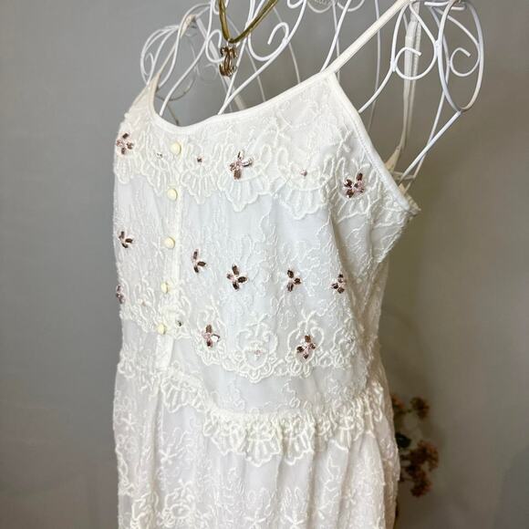 vintage y2k white & pink rhinestone lace babydoll peplum top/ mini dress - Picture 6 of 8